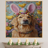 Golden Retriever in Easter Outfit, Cute Pet Portrait for Spring Home Decor, Holiday Gifts for Dog Lovers, Dog Wall Art on Canvas Wrap, Framed Print, or Rolled Artwork